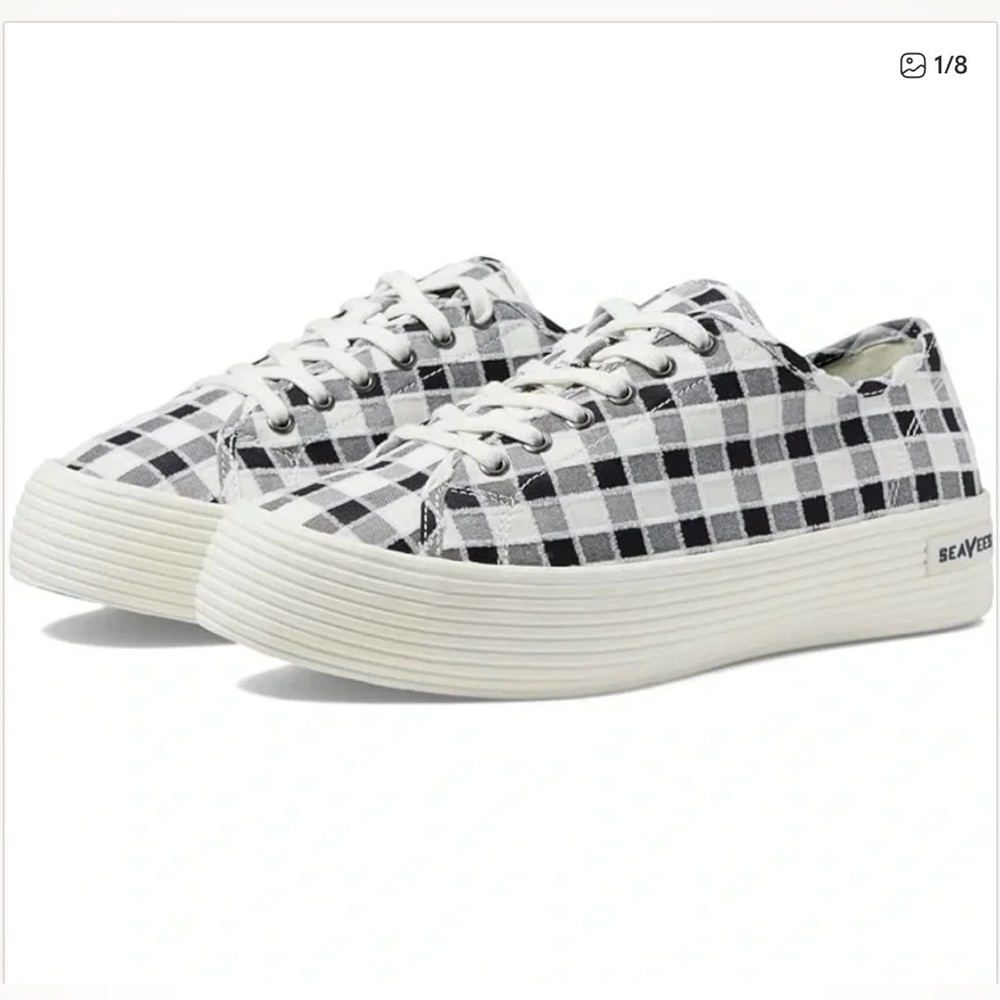 SeaVees Women's Checkered Black and White Sneakers